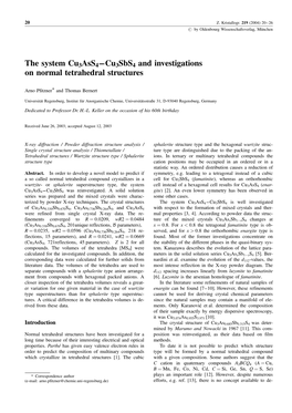The System Cu3ass4––Cu3sbs4 and Investigations on Normal Tetrahedral Structures