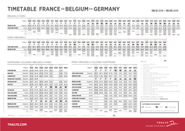 Timetable France Belgium Germany 09.12.2018 > 30.03.2019