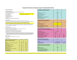 Transport Information and College Transport Timetable 2020 / 2021 V2