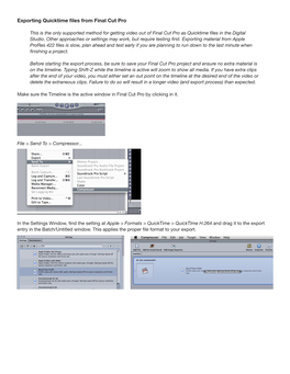 Exporting Quicktime Files from Final Cut Pro
