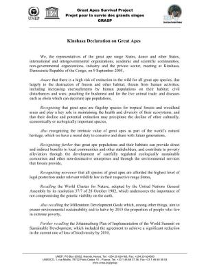 Kinshasa Declaration on Great Apes