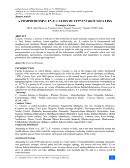 A Comprehensive Evaluation of Cyperus Rotundus Linn