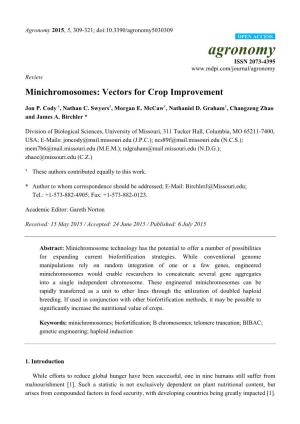 Minichromosomes: Vectors for Crop Improvement