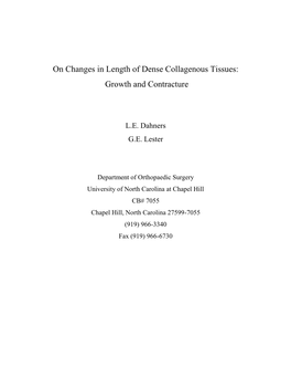 On Changes in Length of Dense Collagenous Tissues: Growth and Contracture