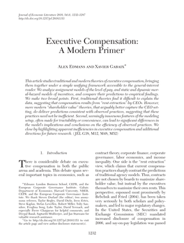 Executive Compensation: a Modern Primer†