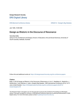 Design As Rhetoric in the Discourse of Resonance