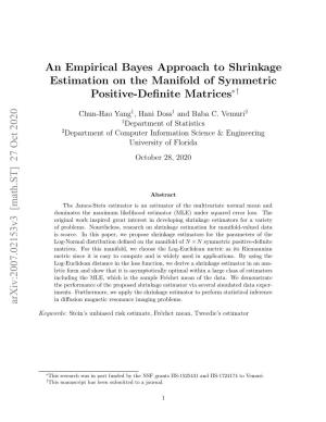 An Empirical Bayes Approach to Shrinkage Estimation on the Manifold of Symmetric Positive-Deﬁnite Matrices∗†