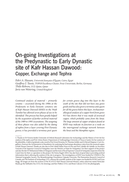 On-Going Investigations at the Predynastic to Early Dynastic Site of Kafr Hassan Dawood: Copper, Exchange and Tephra