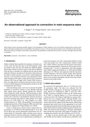 An Observational Approach to Convection in Main Sequence Stars