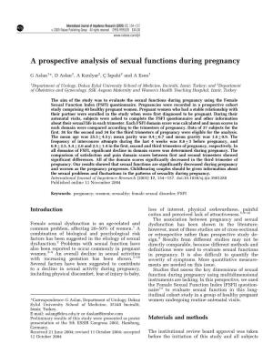 A Prospective Analysis of Sexual Functions During Pregnancy