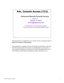 Adv. Console Access (T12)