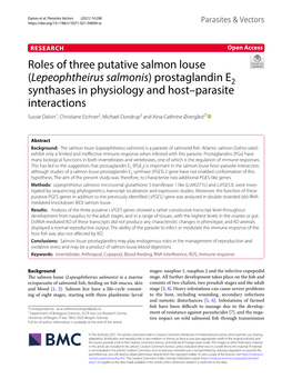 Roles of Three Putative Salmon Louse (Lepeophtheirus Salmonis)