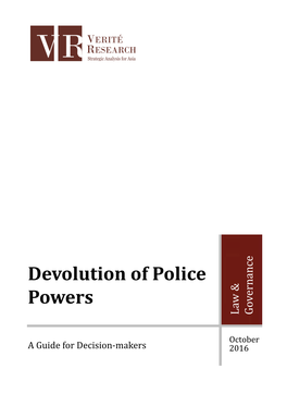 Devolution of Police Powers a Guide for Decision-Makers