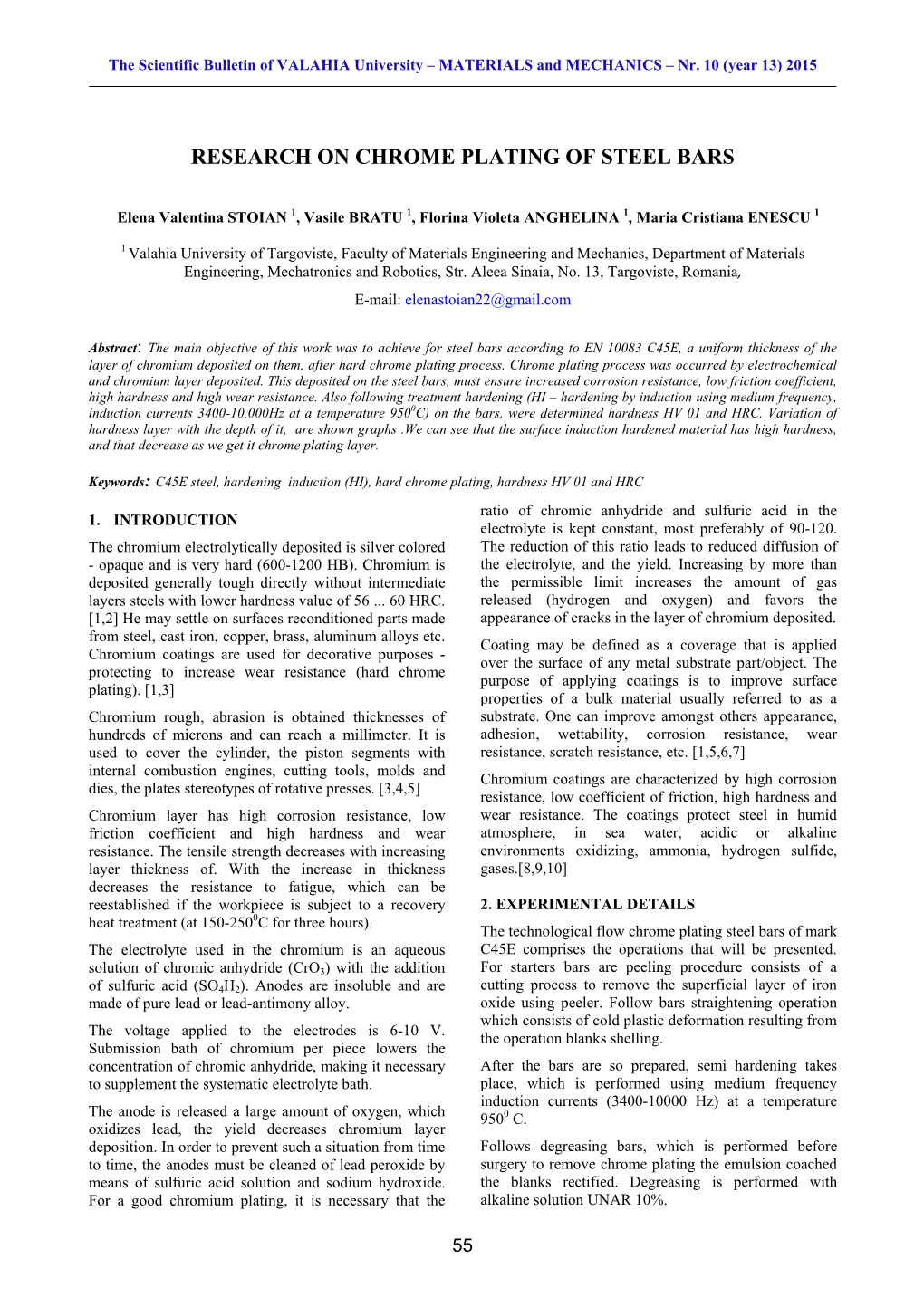 Research on Chrome Plating of Steel Bars