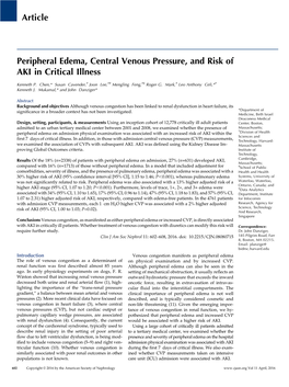 Peripheral Edema, Central Venous Pressure, and Risk of AKI in Critical Illness