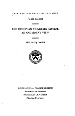 The European Monetary System: an Outsider's View