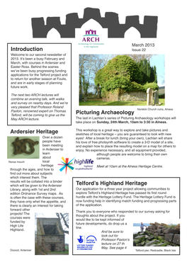 Introduction Picturing Archaeology Telford's Highland Heritage