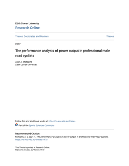 The Performance Analysis of Power Output in Professional Male Road Cyclists