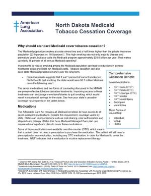 North Dakota Medicaid Tobacco Cessation Coverage