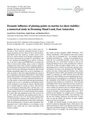 Dynamic Influence of Pinning Points on Marine Ice-Sheet Stability: a Numerical Study in Dronning Maud Land, East Antarctica