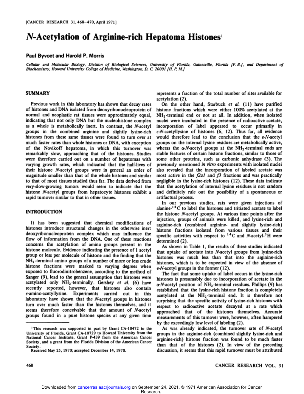 N-Acetylation of Arginine-Rich Hepatoma Histones1