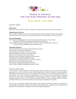 Poetry in America: the City from Whitman to Hip Hop