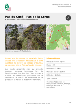 Pas Du Curé – Pas De La Corne 4 Montagnes - Saint-Nizier-Du-Moucherotte