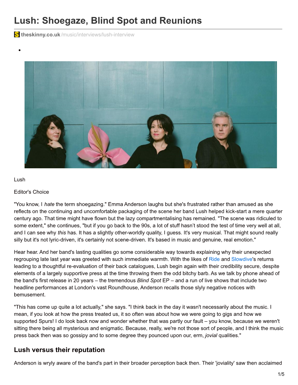 Lush: Shoegaze, Blind Spot and Reunions