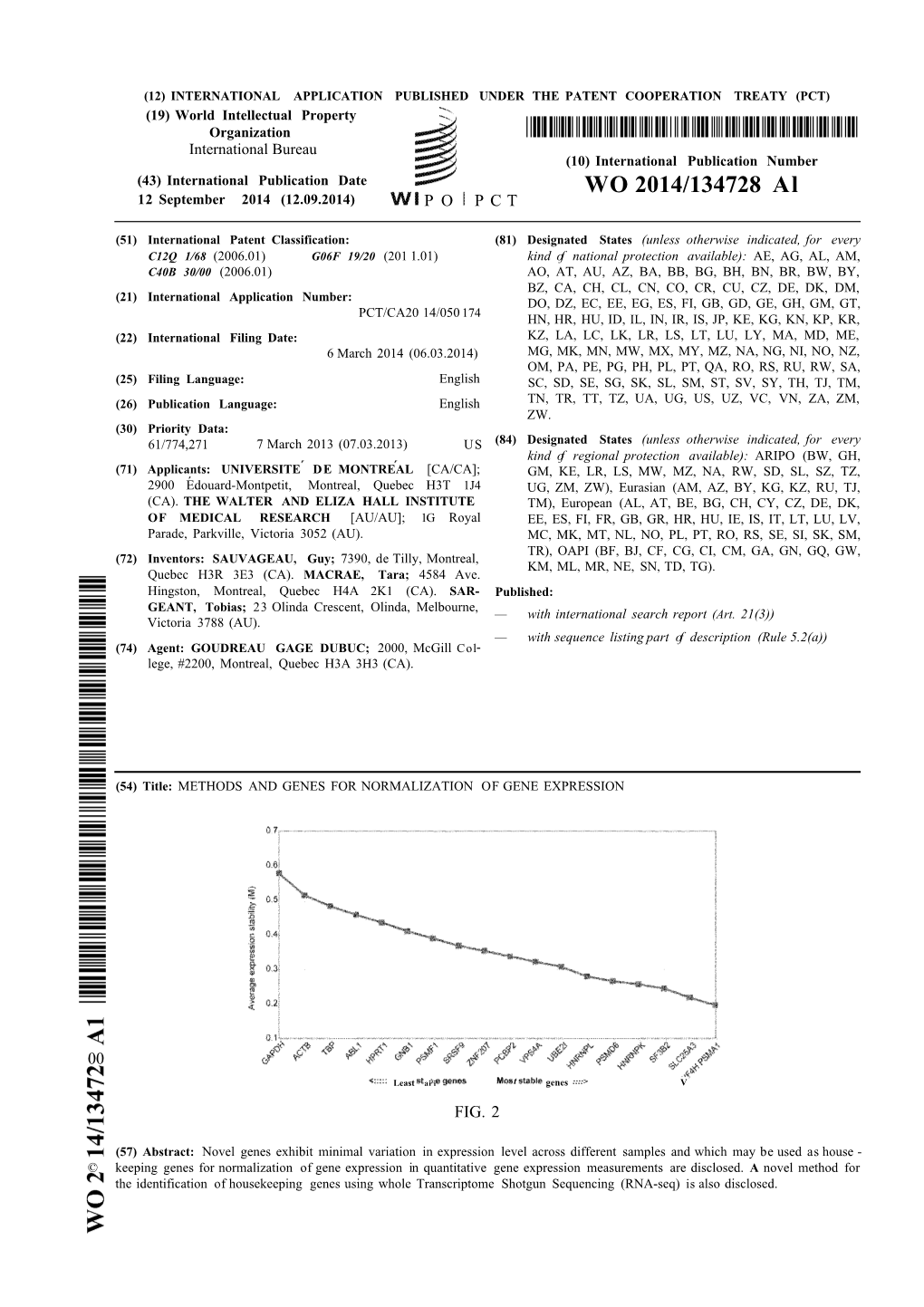 WO 2014/134728 Al 12 September 2014 (12.09.2014) P O P C T