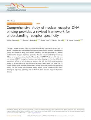 Comprehensive Study of Nuclear Receptor DNA Binding Provides a Revised Framework for Understanding Receptor Speciﬁcity