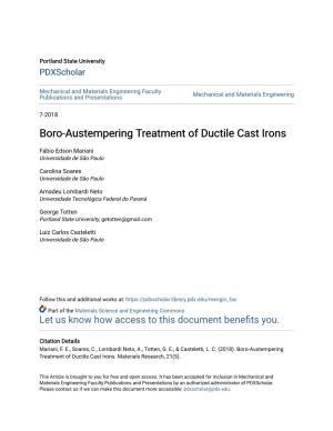 Boro-Austempering Treatment of Ductile Cast Irons