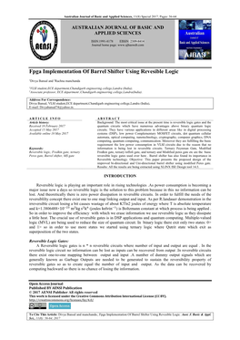 Fpga Implementation of Barrel Shifter Using Revesible Logic
