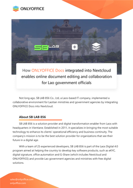 How ONLYOFFICE Docs Integrated Into Nextcloud Enables Online Document Editing and Collaboration for Lao Government Officials