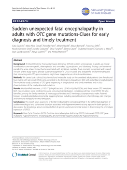 Sudden Unexpected Fatal Encephalopathy in Adults with OTC