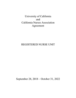 University of California and California Nurses Association Agreement