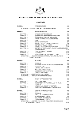 Rules of the High Court of Justice 2009