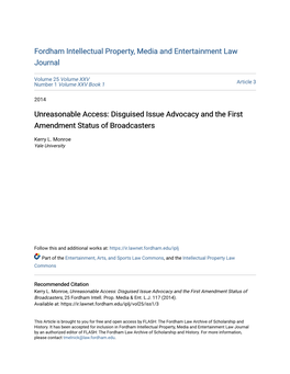 Disguised Issue Advocacy and the First Amendment Status of Broadcasters