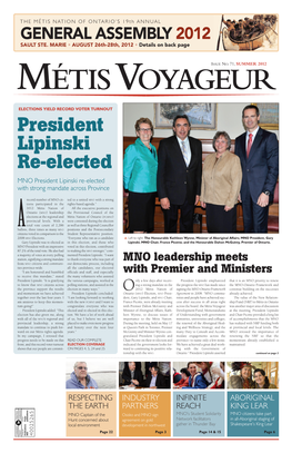 President Lipinski Re-Elected MNO President Lipinski Re-Elected with Strong Mandate Across Province