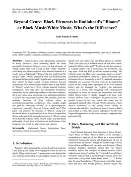 Beyond Genre: Black Elements in Radiohead's "Bloom" Or Black Music/White Music, What's the Difference?