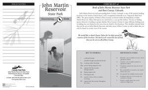 John Martin Reservoir Bird Checklist