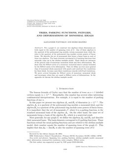 Trees, Parking Functions, Syzygies, and Deformations of Monomial Ideals