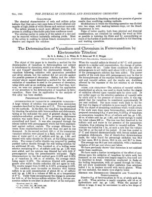 The Determination of Vanadium and Chromium in Ferrovanadium by Electrometric Titration' by G