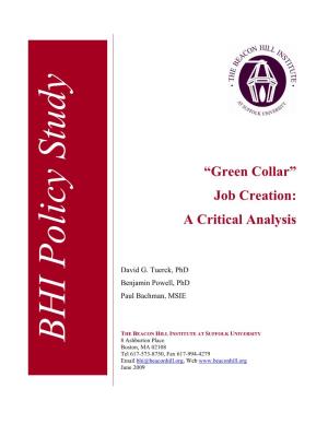 “Green Collar” Job Creation: a Critical Analysis