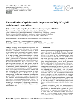 Photooxidation of Cyclohexene in the Presence of SO2: SOA Yield and Chemical Composition