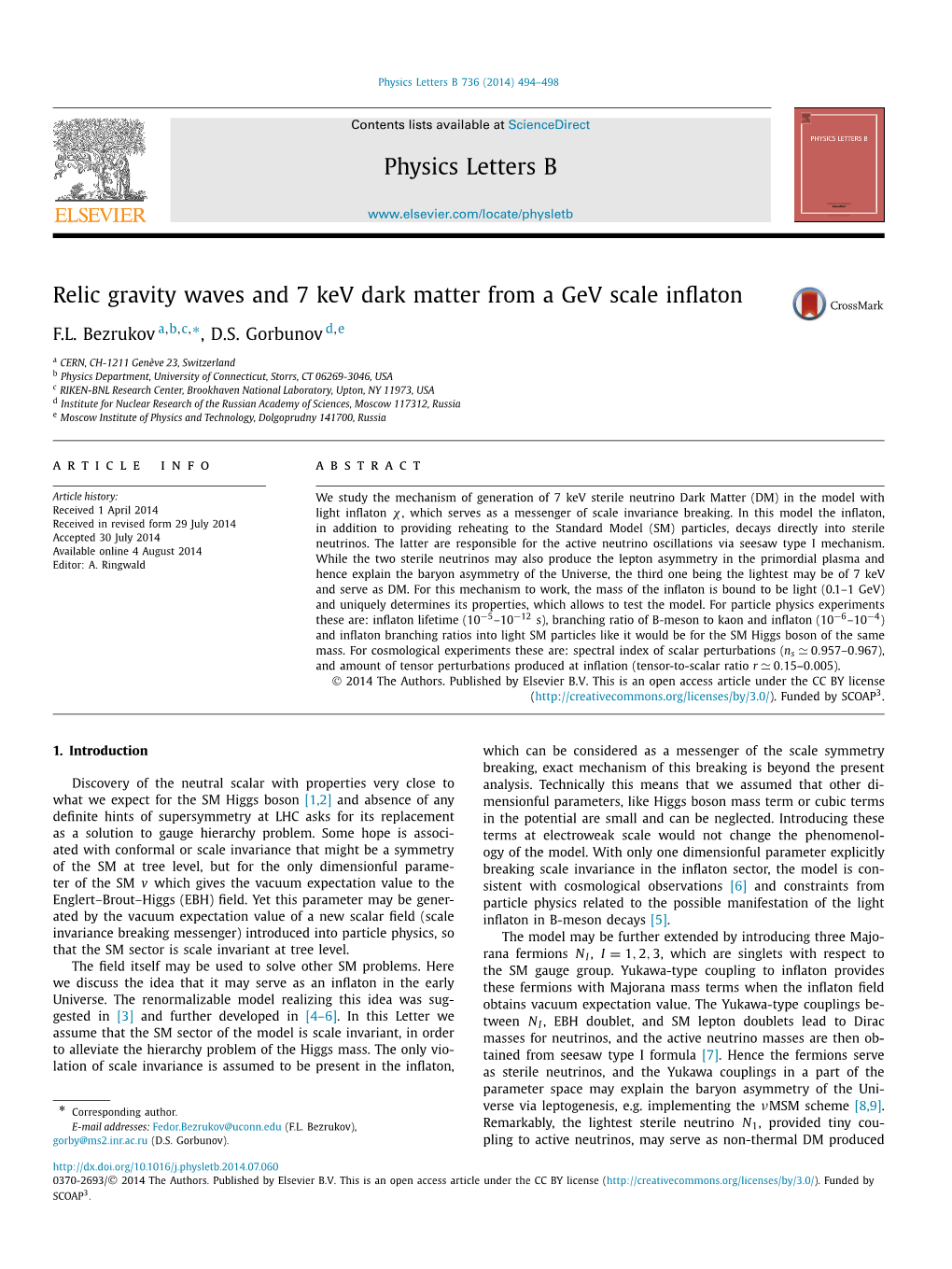 Relic Gravity Waves and 7 Kev Dark Matter from a Gev Scale Inflaton