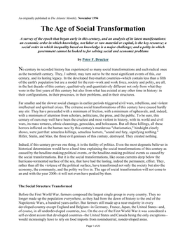 The Age of Social Transformation