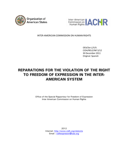Reparations for the Violation of the Right to Freedom of Expression in the Inter- American System