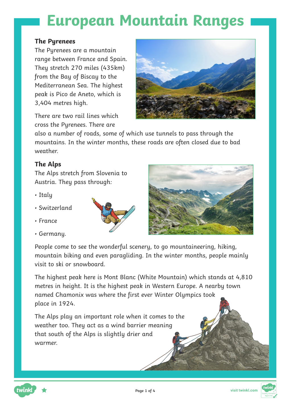 European Mountain Ranges