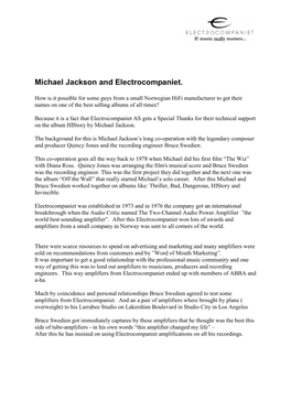 Michael Jackson and Electrocompaniet