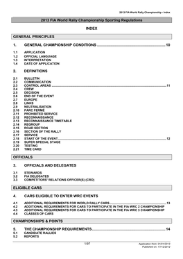 2013 FIA World Rally Championship Sporting Regulations